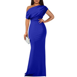 OYS Women's Elegant Sleeveless Off Shoulder Bodycon Long Formal Party Evening Dress Fabric Polyester